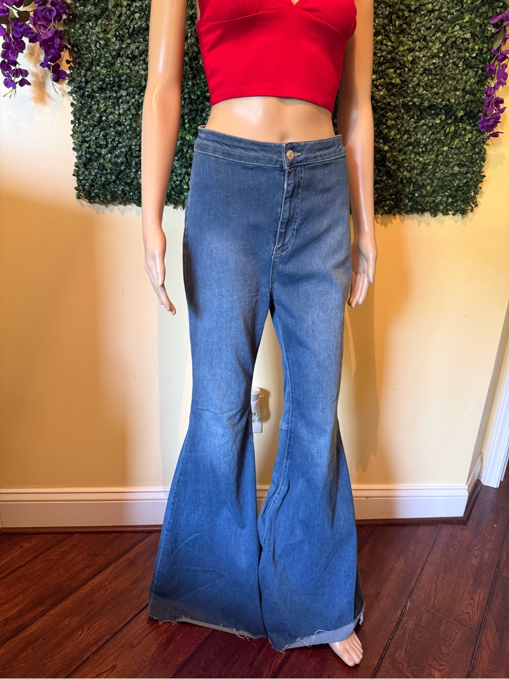 We The Free Blue High-Rise Flare Jeans